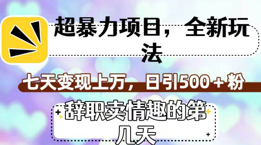 超暴利项目，全新玩法（辞职卖情趣的第几天），七天变现上万，日引500+粉-百盟网