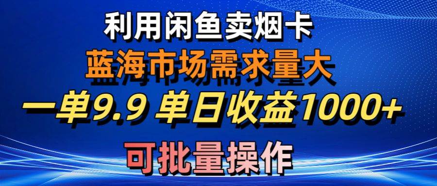 利用咸鱼卖烟卡，蓝海市场需求量大，一单9.9单日收益1000+，可批量操作-百盟网