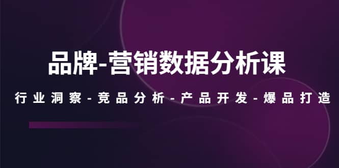 品牌-营销数据分析课，行业洞察-竞品分析-产品开发-爆品打造-百盟网