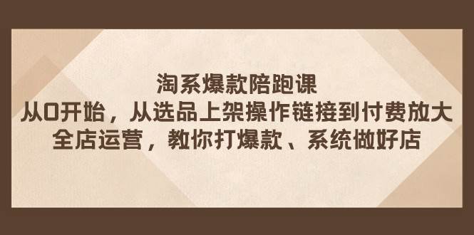 淘系爆款陪跑课 从选品上架操作链接到付费放大 全店运营 打爆款 系统做好店-百盟网