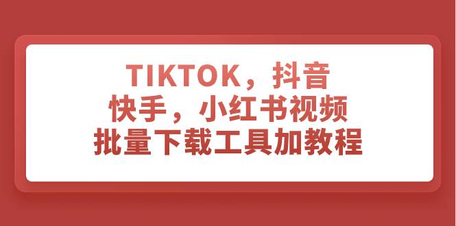 TIKTOK，抖音，快手，小红书视频批量下载工具加教程-百盟网