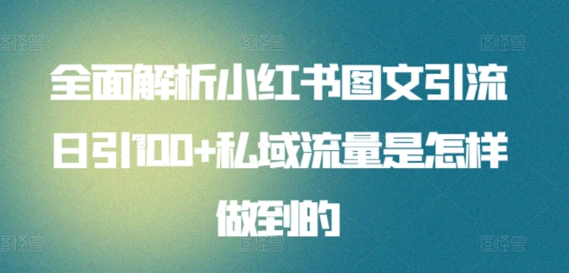 全面解析小红书图文引流日引100私域流量是怎样做到的-百盟网