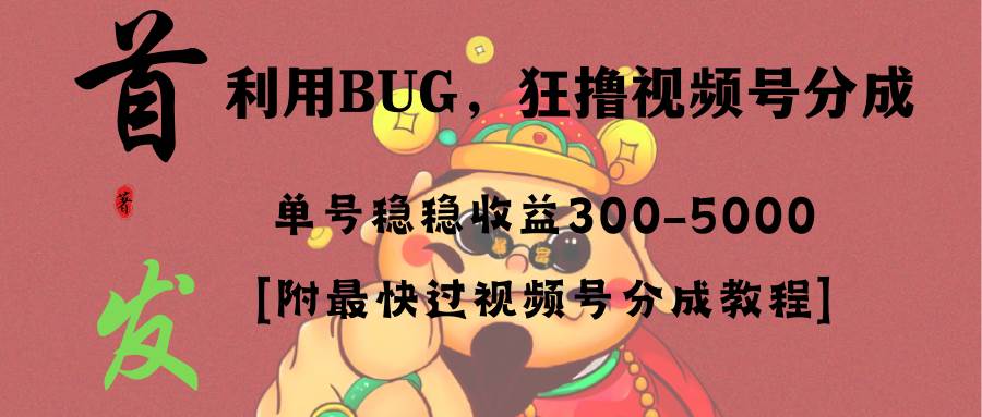 全网独家首发，视频号BUG，超短期项目，单号每日净收益300-5000！-百盟网