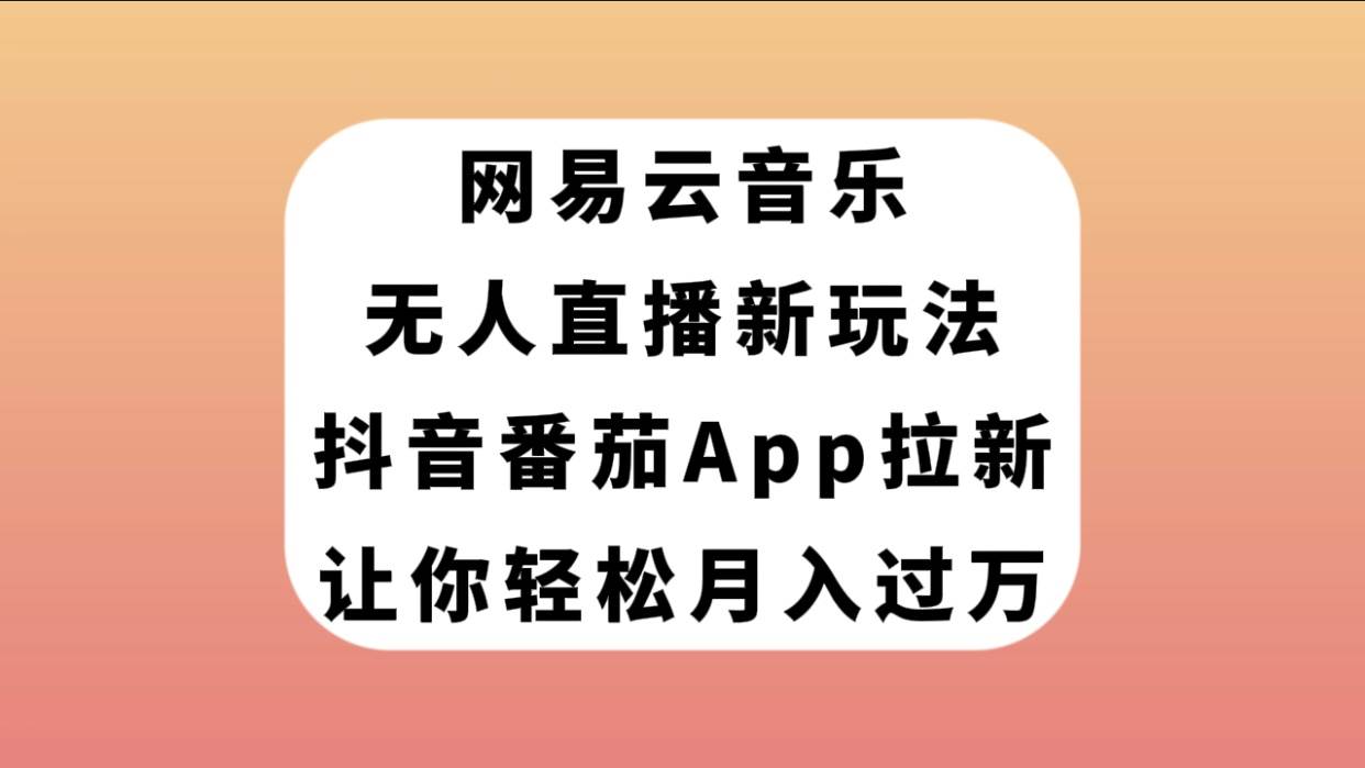 网易云音乐无人直播新玩法，抖音番茄APP拉新，让你轻松月入过万-百盟网