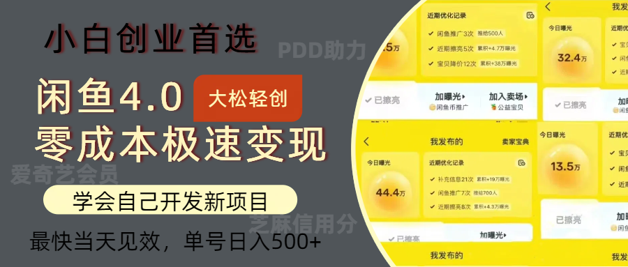 闲鱼0成本极速变现项目，多种变现方式，单号日入500+最新玩法-百盟网