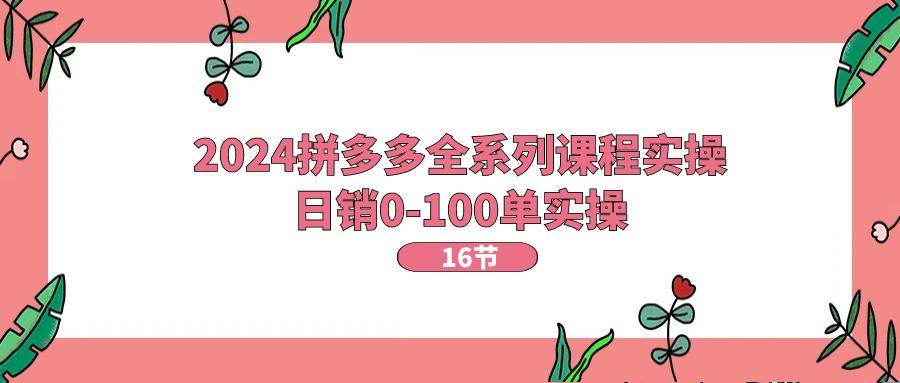 2024拼多多全系列课程实操，日销0-100单实操【16节课】-百盟网