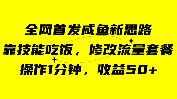 咸鱼冷门新玩法，靠“技能吃饭”，修改流量套餐，操作1分钟，收益50+-百盟网