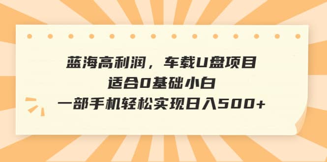 蓝海高利润，车载U盘项目，适合0基础小白，一部手机轻松实现日入500+-百盟网