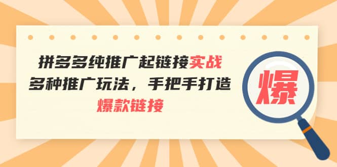 拼多多纯推广起链接实战：多种推广玩法，手把手打造爆款链接-百盟网