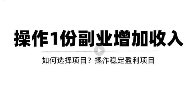 新手如何通过操作副业增加收入，从项目选择到玩法分享！【视频教程】-百盟网