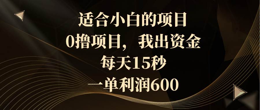 适合小白的项目，0撸项目，我出资金，每天15秒，一单利润600-百盟网