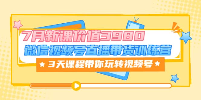 微信视频号直播带货训练营，3天课程带你玩转视频号：7月新课价值3980-百盟网