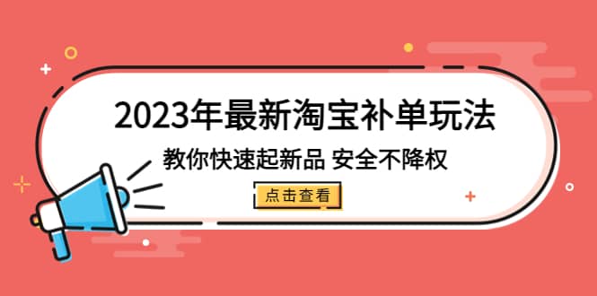 2023年最新淘宝补单玩法，教你快速起·新品，安全·不降权（18课时）-百盟网