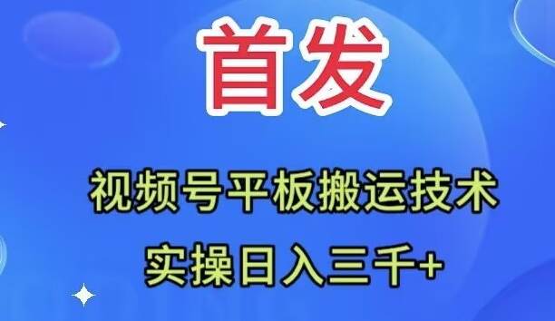 全网首发：视频号平板搬运技术，实操日入三千＋-百盟网