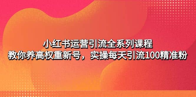 小红书运营引流全系列课程：教你养高权重新号-百盟网