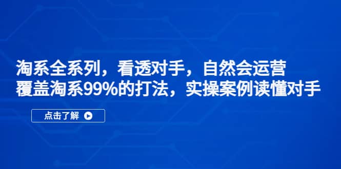 淘系全系列，看透对手，自然会运营，覆盖淘系99%·打法，实操案例读懂对手-百盟网