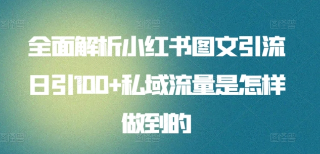 日引流100私域流量小红书图文是怎样做到的全面解析-百盟网