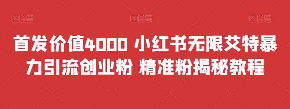 首发价值4000 小红书无限艾特暴力引流创业粉 精准粉揭秘教程-百盟网