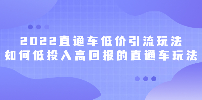 2022直通车低价引流玩法，教大家如何低投入高回报的直通车玩法-百盟网