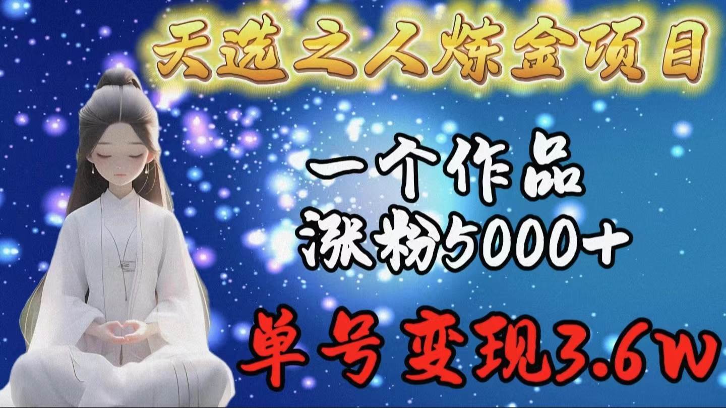 天选之人炼金项目，一个作品涨粉5000+，单号变现3.6w-百盟网