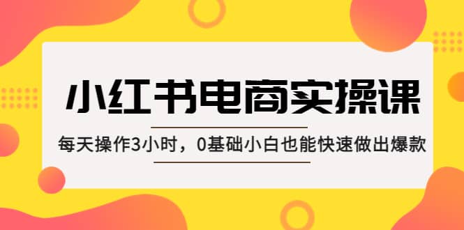 小红书·电商实操课：每天操作3小时，0基础小白也能快速做出爆款-百盟网