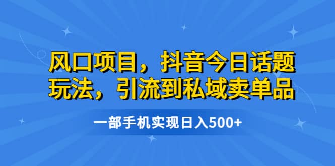 风口项目，抖音今日话题玩法，引流到私域卖单品，一部手机实现日入500+-百盟网