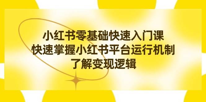 小红书0基础快速入门课，快速掌握小红书平台运行机制，了解变现逻辑-百盟网