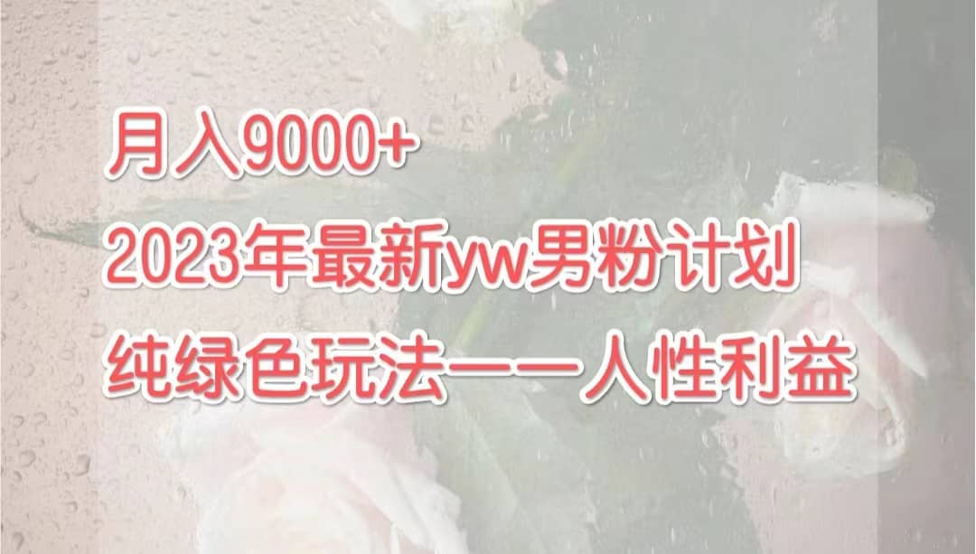 月入9000+2023年9月最新yw男粉计划绿色玩法——人性之利益-百盟网