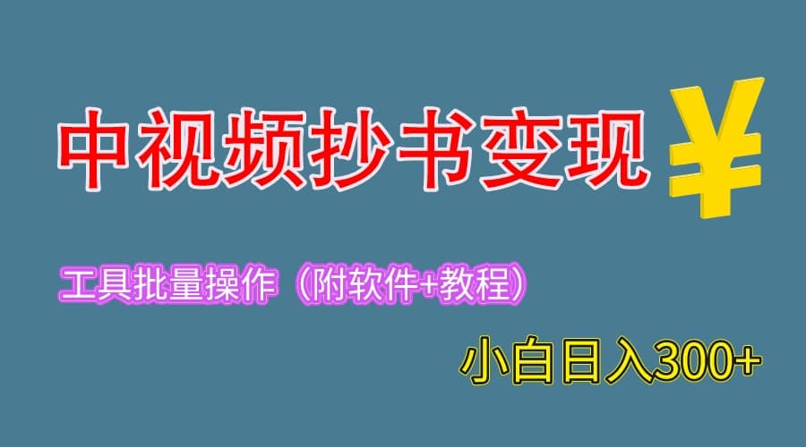 2023中视频抄书变现（附工具+教程），一天300+，特别适合新手操作的副业-百盟网