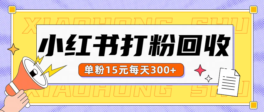 小红书打粉，单粉15元回收每天300+-百盟网