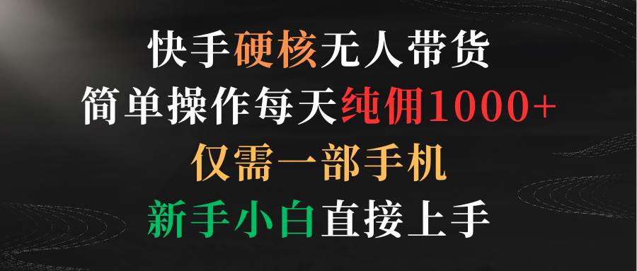 快手硬核无人带货，简单操作每天纯佣1000+,仅需一部手机，新手小白直接上手-百盟网