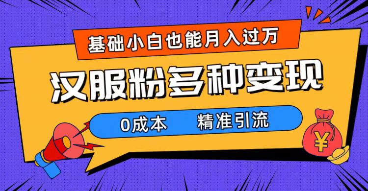 一部手机精准引流汉服粉，0成本多种变现方式，小白月入过万（附素材+工具）-百盟网