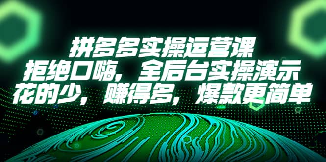 拼多多实操运营课：拒绝口嗨，全后台实操演示，花的少，赚得多，爆款更简单-百盟网