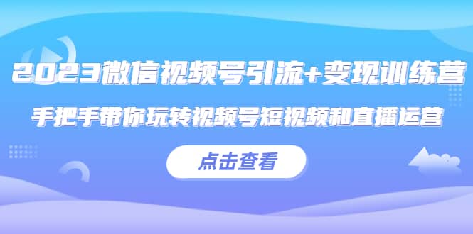 2023微信视频号引流+变现训练营：手把手带你玩转视频号短视频和直播运营-百盟网