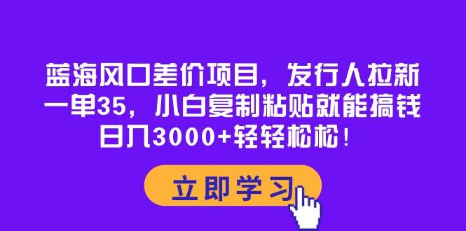 蓝海风口差价项目，发行人拉新，一单35，小白复制粘贴就能搞钱！日入3000+轻轻松松-百盟网