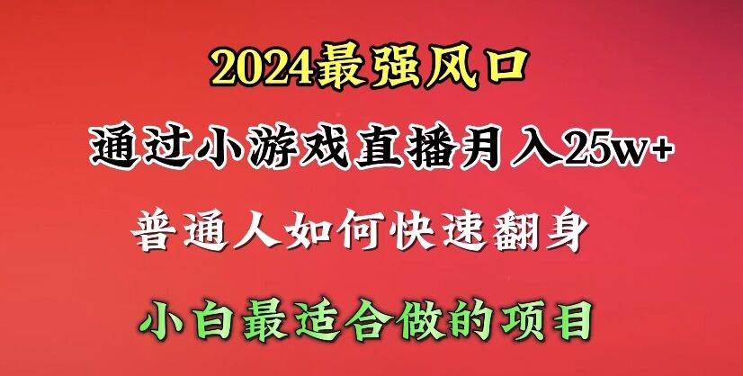 2024年最强风口，通过小游戏直播月入25w+单日收益5000+小白最适合做的项目-百盟网