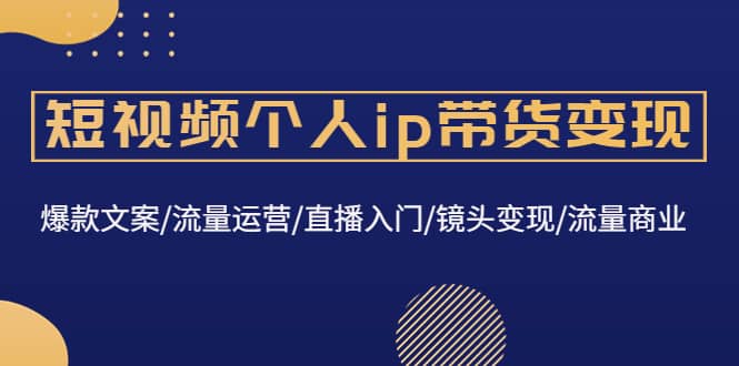 短视频个人ip带货变现：爆款文案/流量运营/直播入门/镜头变现/流量商业-百盟网