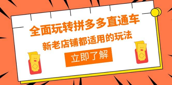 全面玩转拼多多直通车，新老店铺都适用的玩法（12节精华课）-百盟网