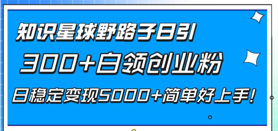 知识星球野路子日引300+白领创业粉，日稳定变现5000+简单好上手！-百盟网