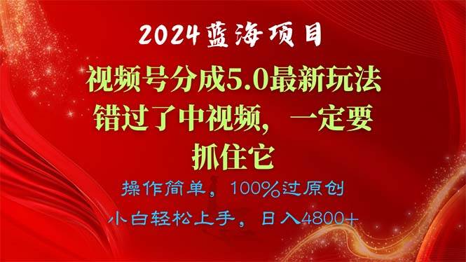 2024蓝海项目，视频号分成计划5.0最新玩法，错过了中视频，一定要抓住…-百盟网