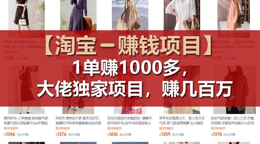 【淘宝赚钱项目】1单可赚1000多，大佬独家项目，年赚几百万-百盟网