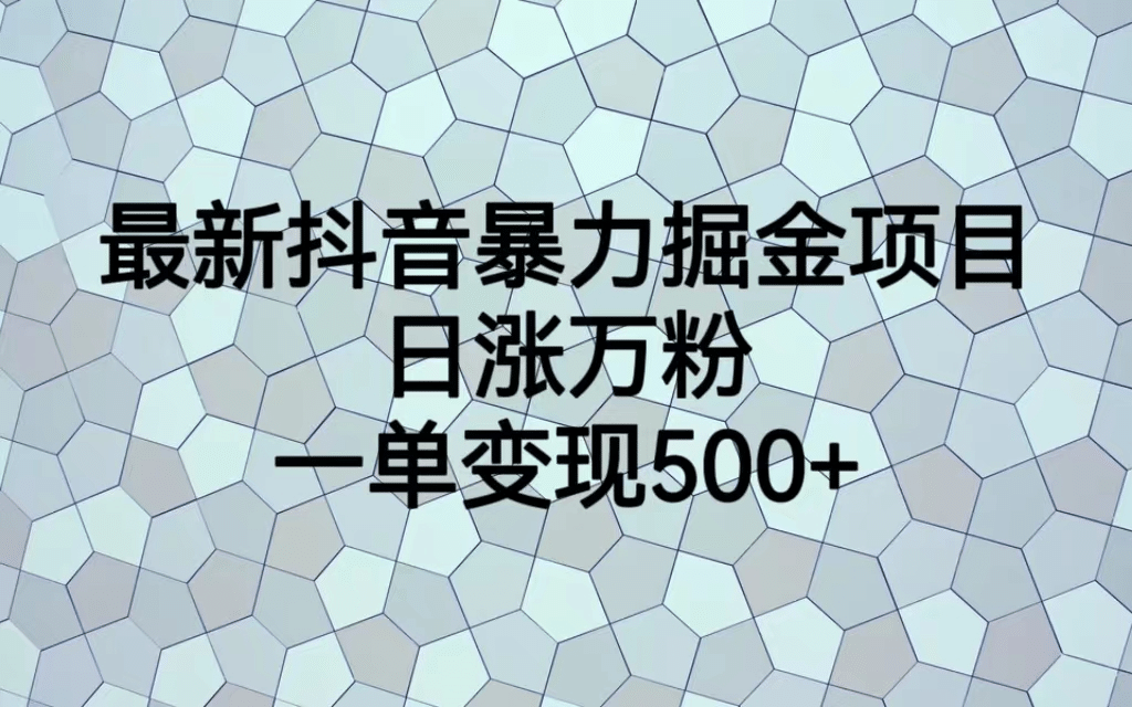 最火热的抖音暴力掘金项目，日涨万粉，多种变现方式，一单变现可达500+-百盟网