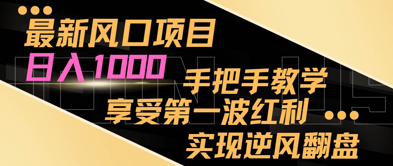 最新风口项目，日入过千，抓住当下风口，享受第一波红利，实现逆风翻盘-百盟网