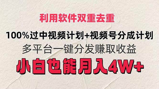 利用软件双重去重，100%过中视频+视频号分成计划小白也可以月入4W+-百盟网