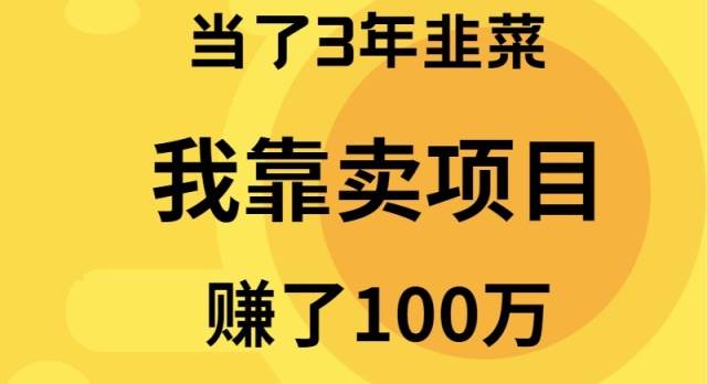 当了3年韭菜，我靠卖项目赚了100万-百盟网