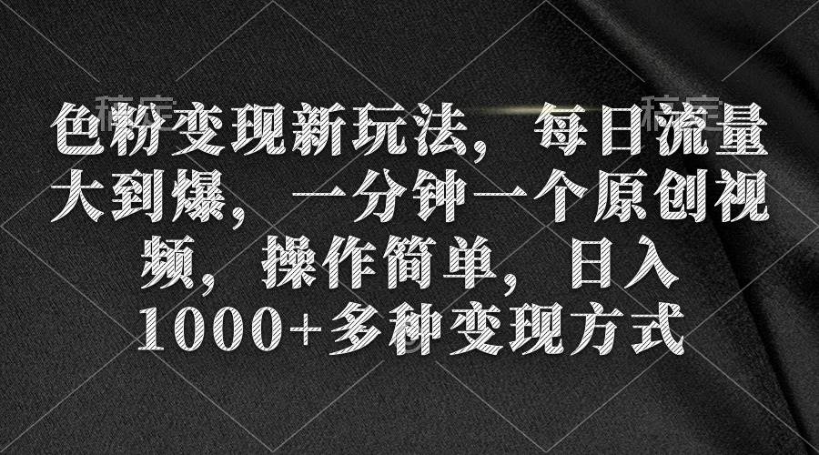 色粉变现新玩法，每日流量大到爆，一分钟一个原创视频，操作简单，日入1000+-百盟网