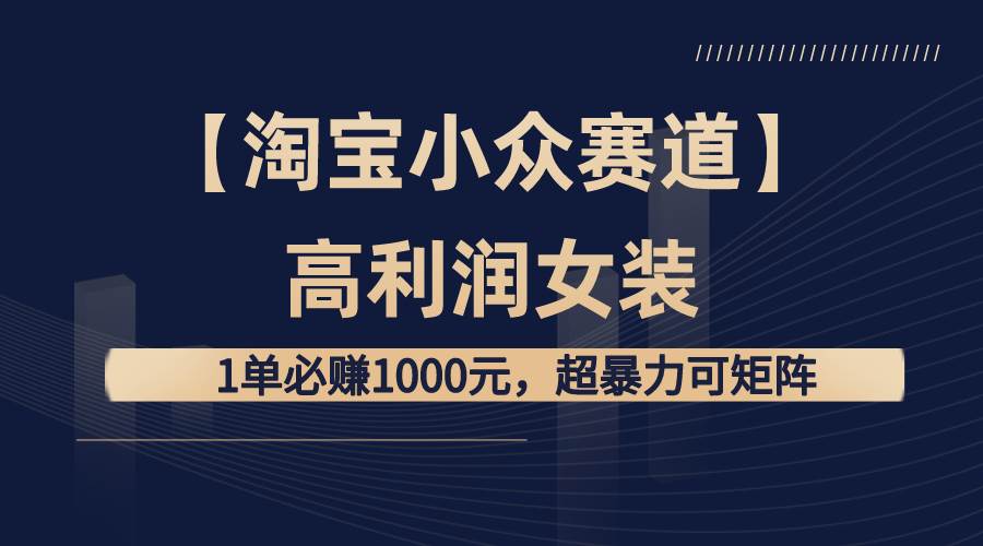 【淘宝小众赛道】高利润女装：1单必赚1000元，超暴力可矩阵-百盟网