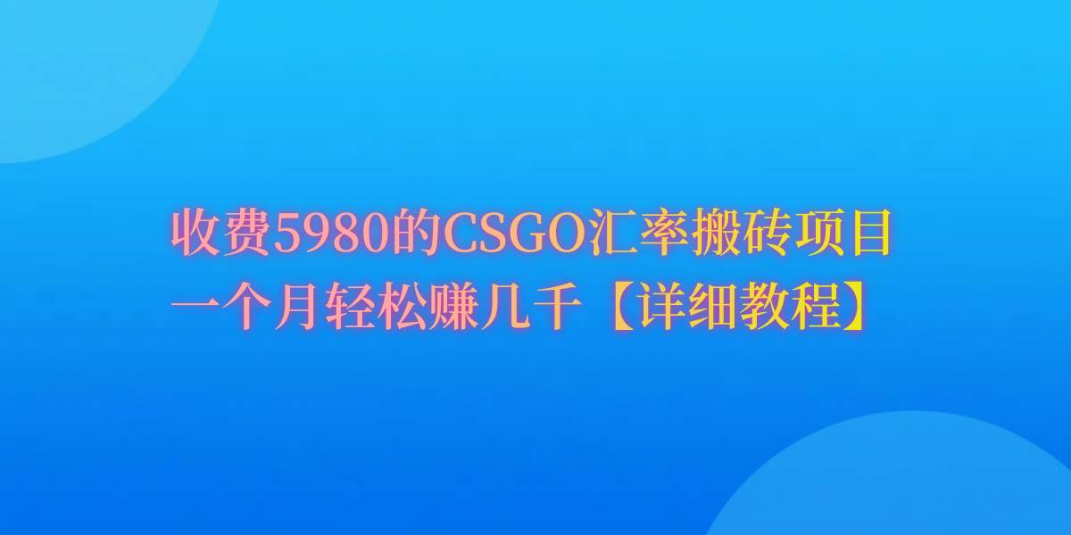 CSGO装备搬砖，月综合收益率高达60%，你也可以！-百盟网