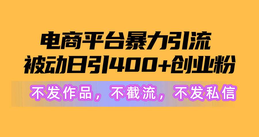 电商平台暴力引流,被动日引400+创业粉不发作品，不截流，不发私信-百盟网