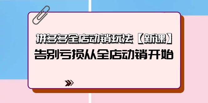 拼多多全店动销玩法【新课】，告别亏损从全店动销开始（4节视频课）-百盟网